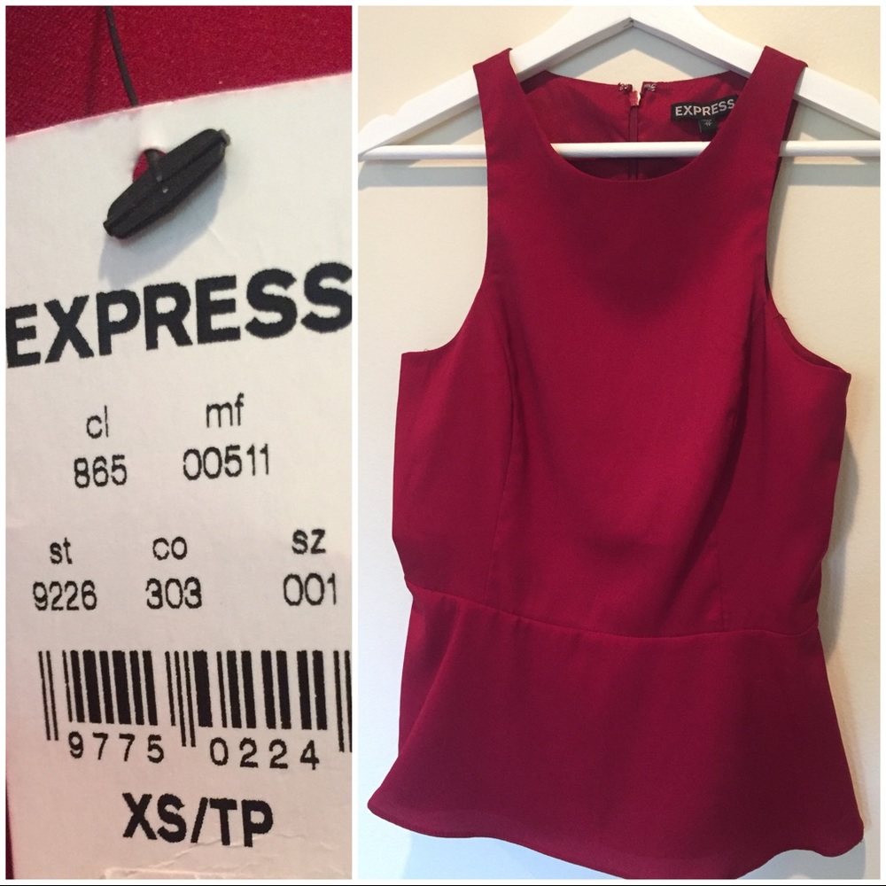EXPRESS Red Tank Top With Waist Flare