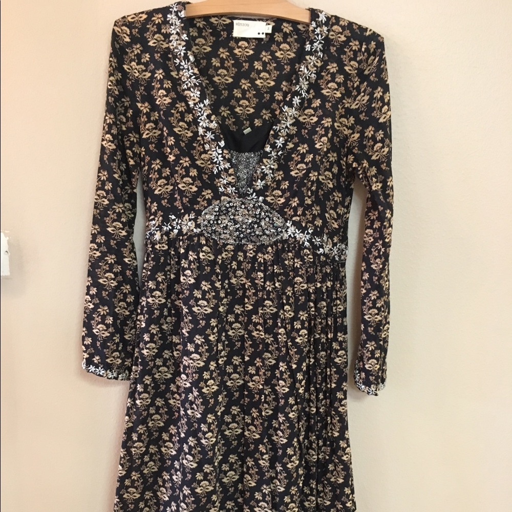 Rutzou embroidered & beaded floral dress