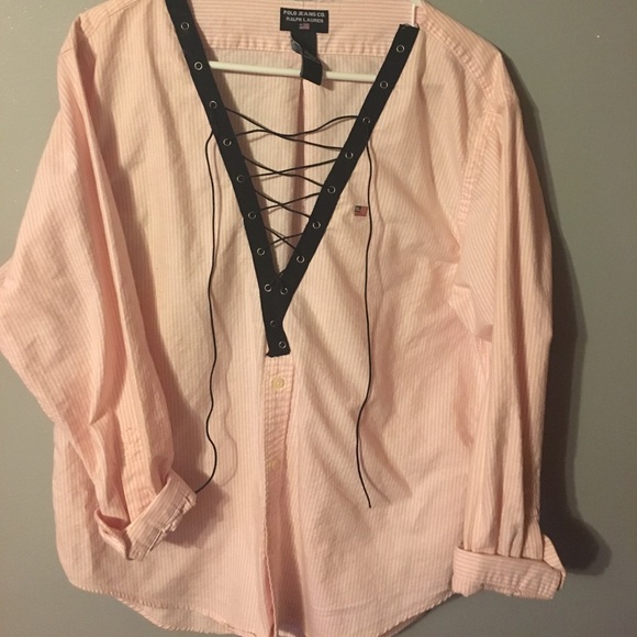 Lace up over sized Ralph Lauren shirt - Picture 4 of 4