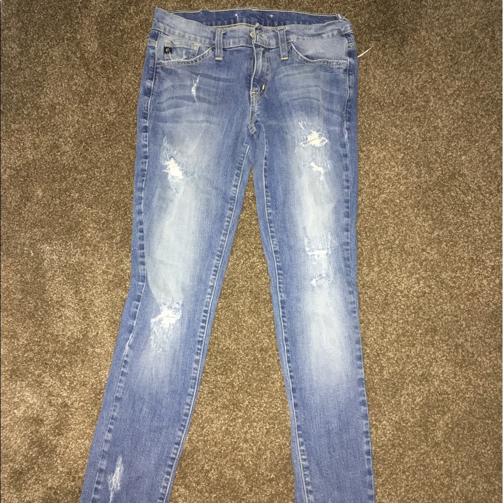 Light blue ripped skinny jeans