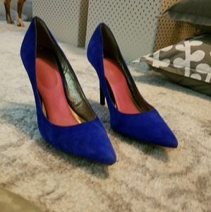 Blue suede heels