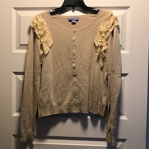 Anthropologie Cadigan with lace ruffles