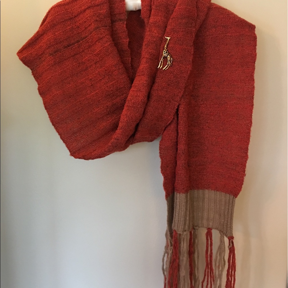 Rust color wool like scarf