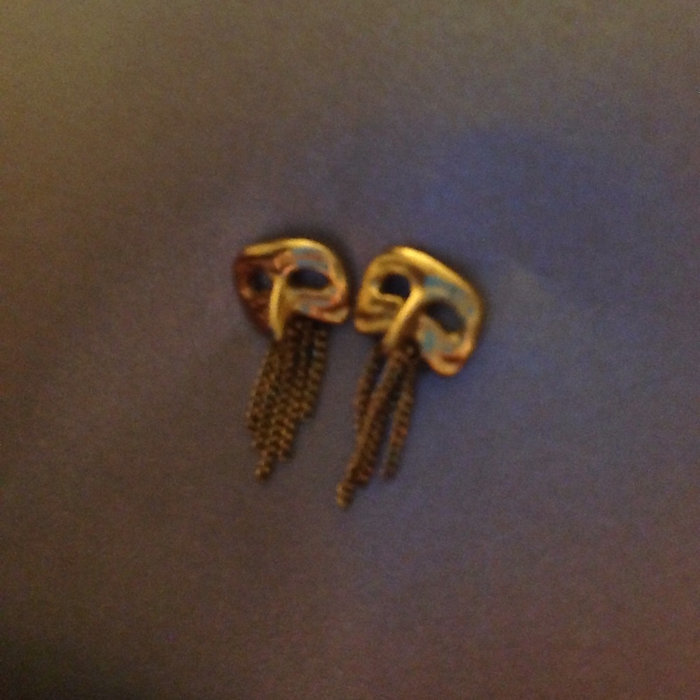 Unique Gold-plated 925 Silver Drama Mask Earrings