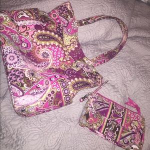 Vera Bradley pleated tote and push-lock wallet