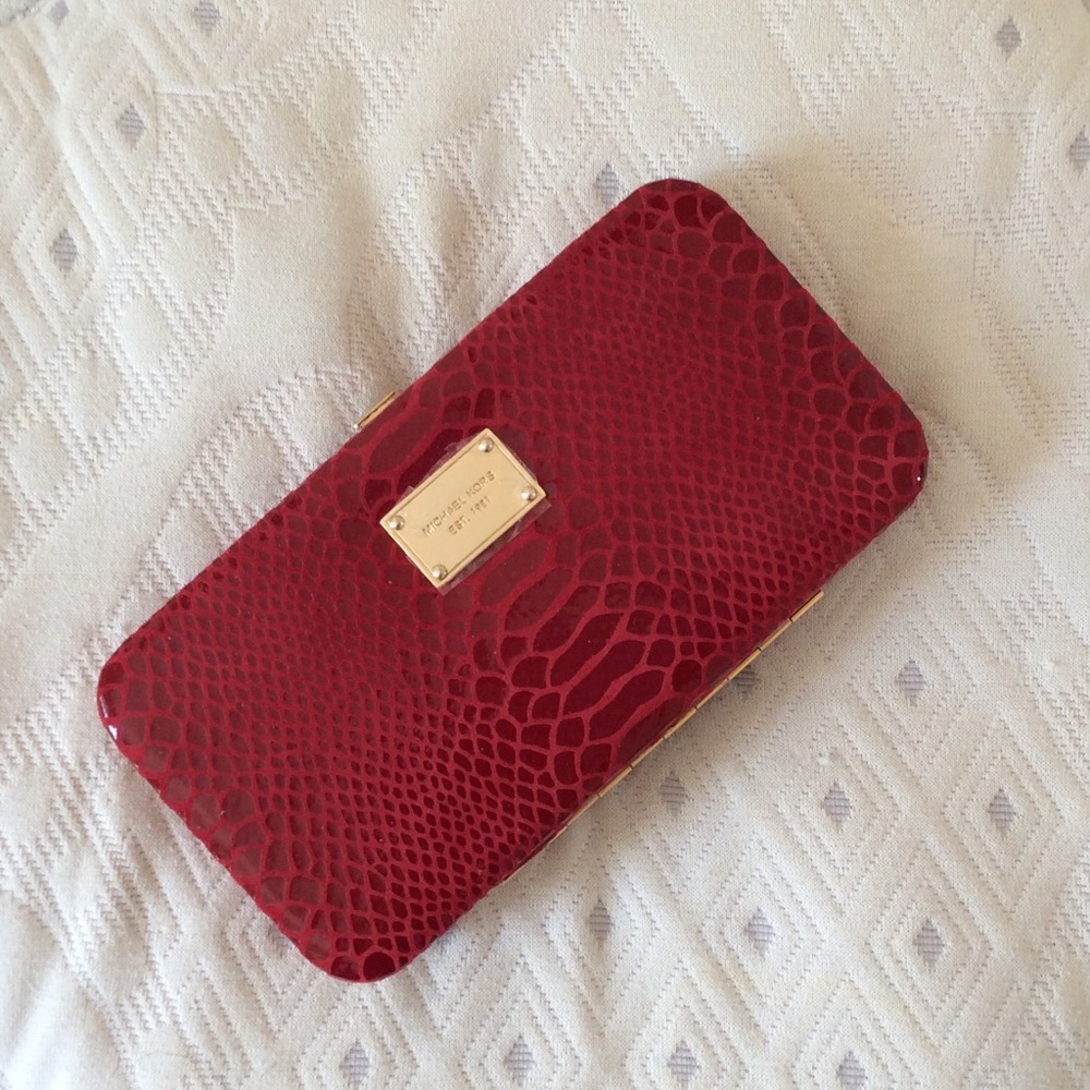 VINTAGE Michael Kors Burgundy Snakeskin Clutch