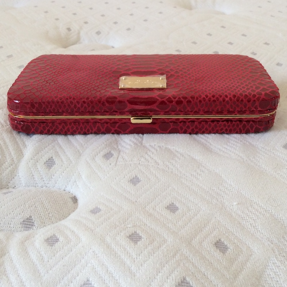 VINTAGE Michael Kors Burgundy Snakeskin Clutch - Picture 4 of 5