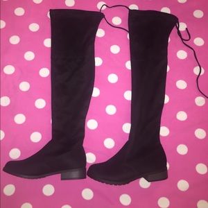 Black suede over the knee boots