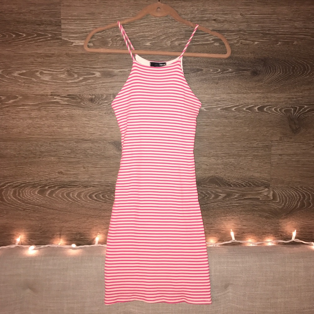 Aqua Pink and White Striped Dress