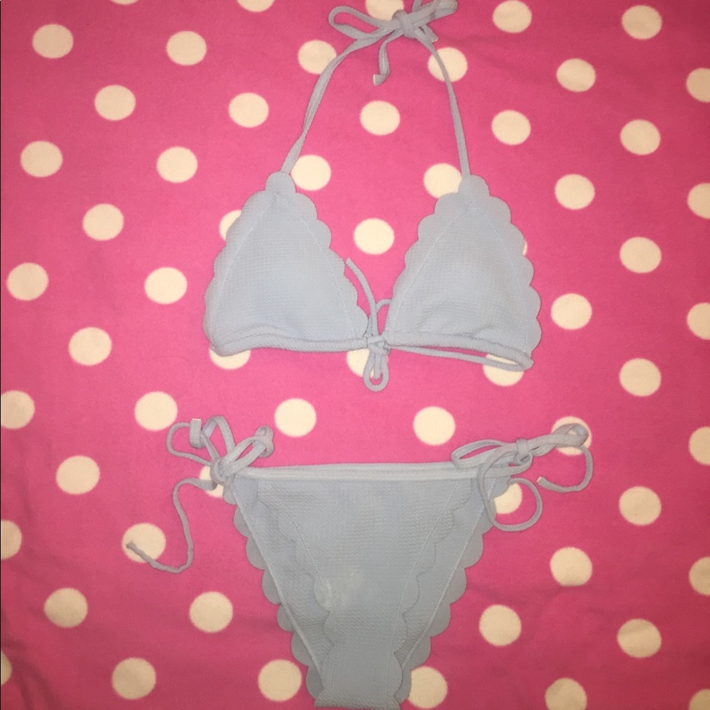 Light blue scalloped bikini