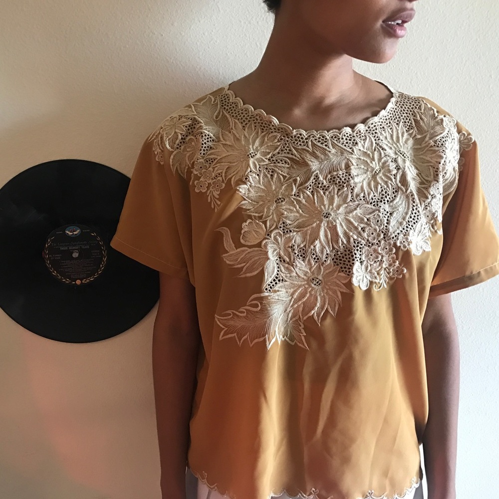 Yellow Embroidered Top