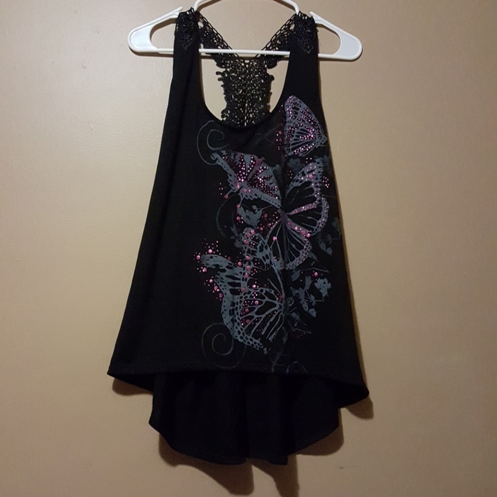 🌹Black Butterfly Flowy Tank Top🌹