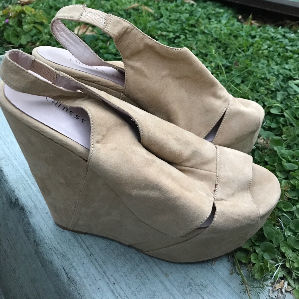 Suede never worn nude wedges!