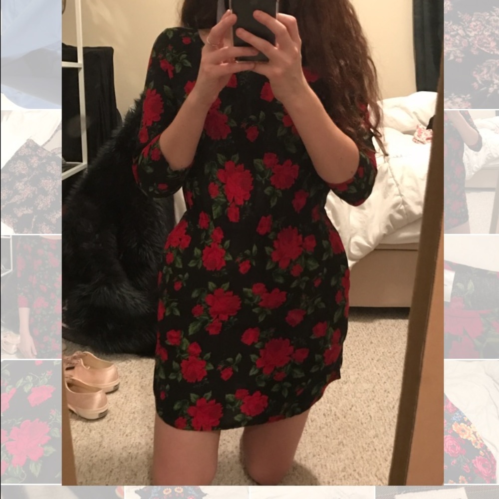 Red/black Floral Dress