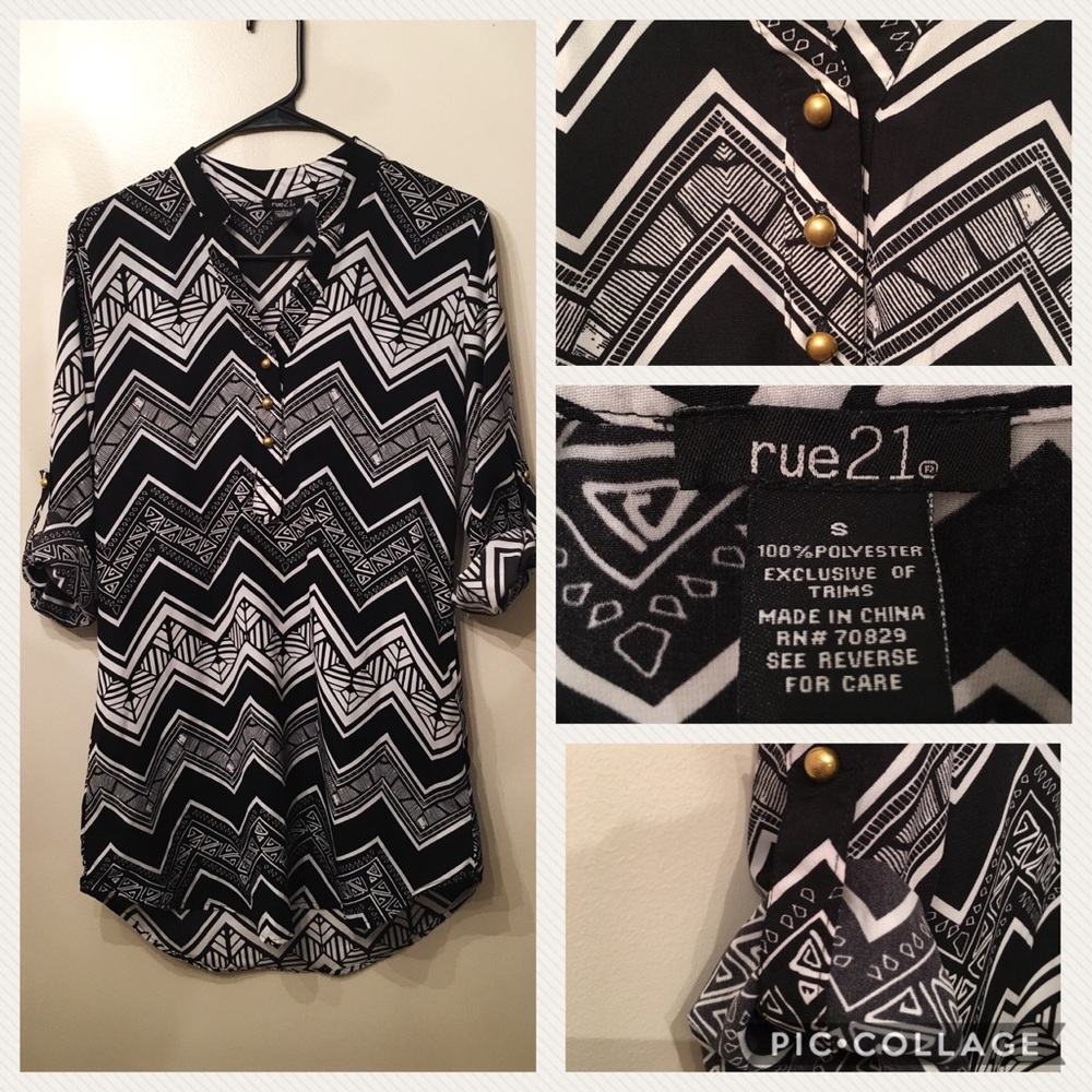 Black and White Sheer Patterned Tunic