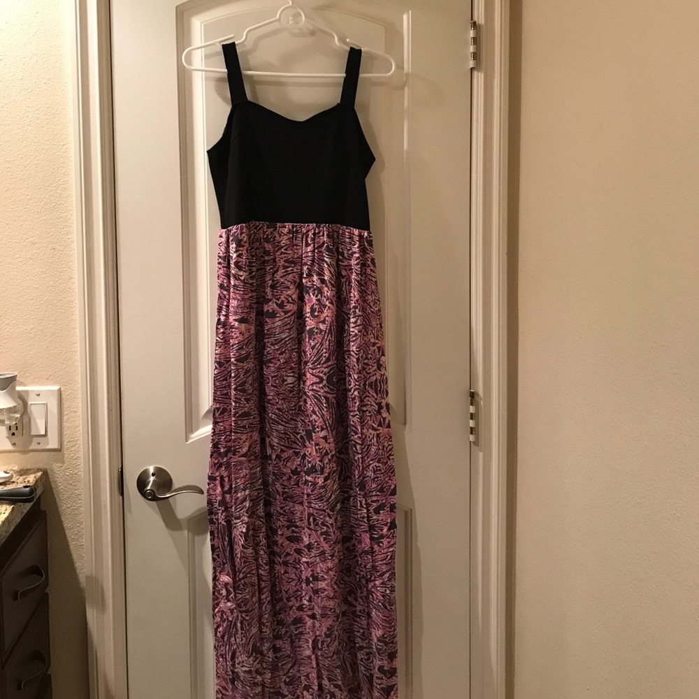 Pink and Brown Print Maxi Dress