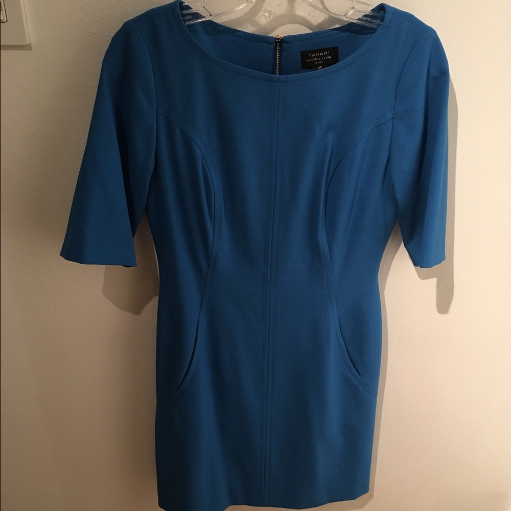 Tahari Arthur Levine Blue Spring Dress