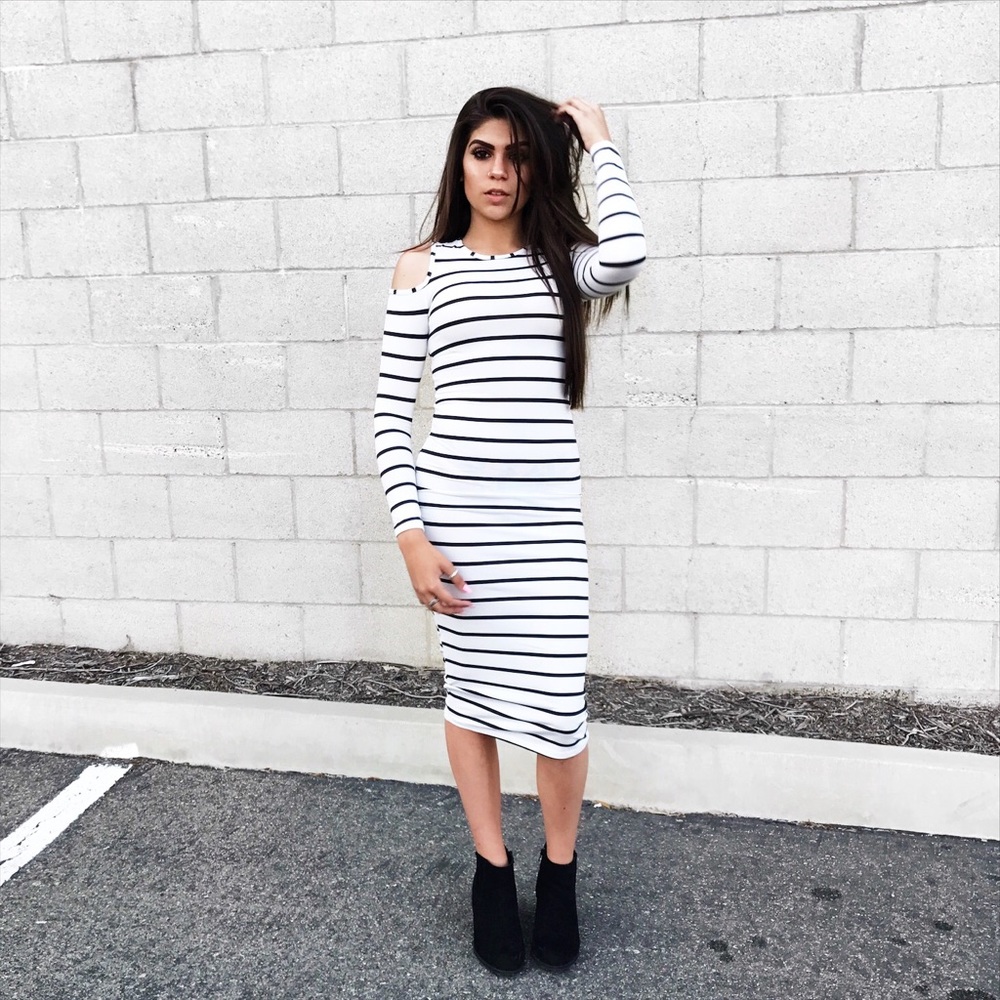 Cold Shoulder Stripe Dress