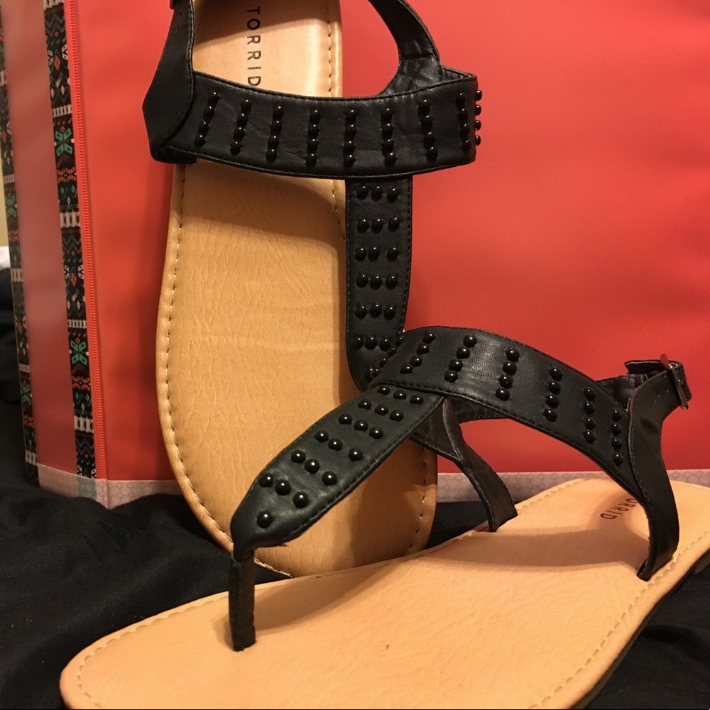 Black Studded Sling Back Sandals