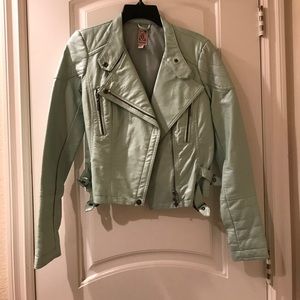 Light Sea Foam Colored Leather Jacket