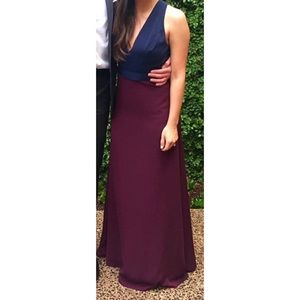 Jill Jill Stuart 2 Tone Navy & Maroon Maxi Dress
