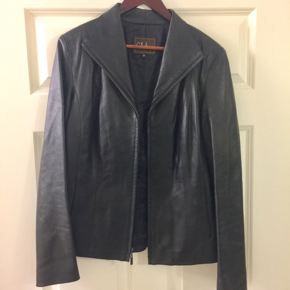 Black Cole Haan Leather Jacket