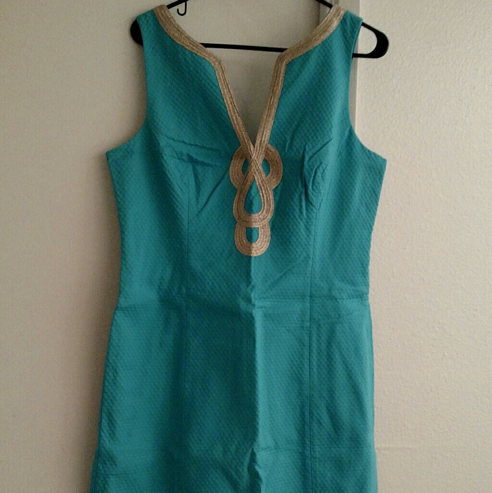 Lilly Pulitzer blue and gold shift dress