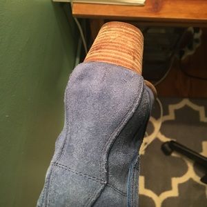 Blue suede booties