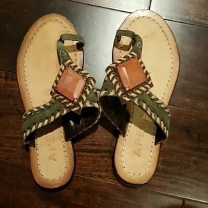 Brand new Apepazza leather sandals with real stone
