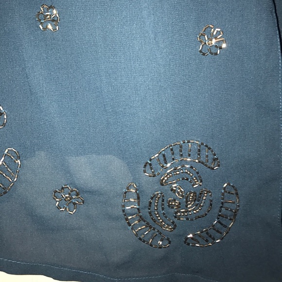 Beaded bolero / cape in teal - Picture 3 of 3