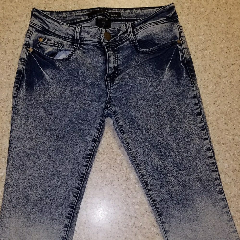 Sneak peek acid wash skinny jeans