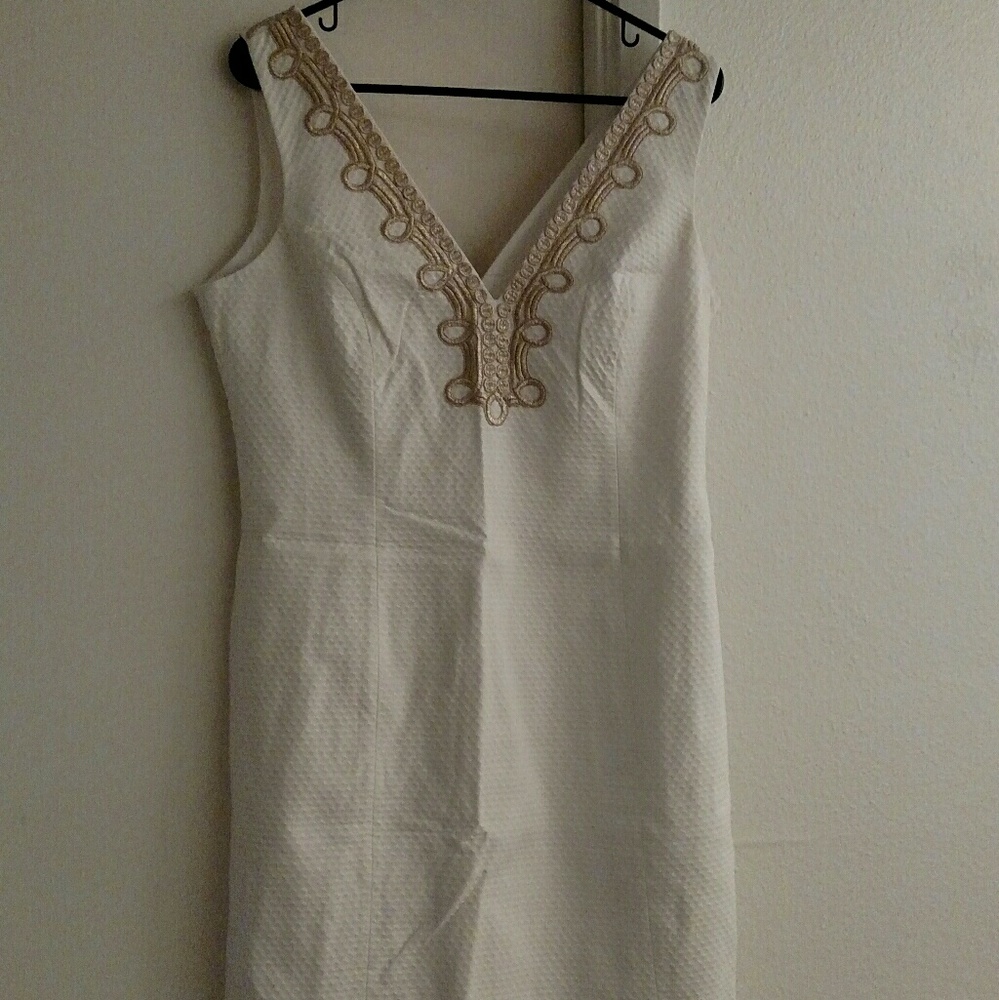 Lilly Pulitzer white and gold shift dress