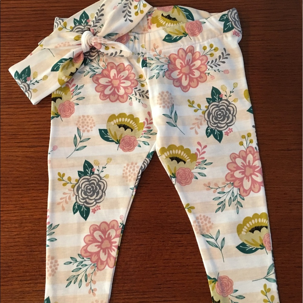 Floral Baby Legging & Hair-bow Set