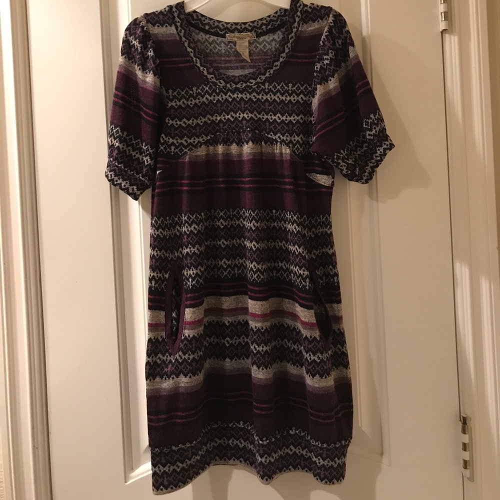 Purple and Gray Dress with Pockets