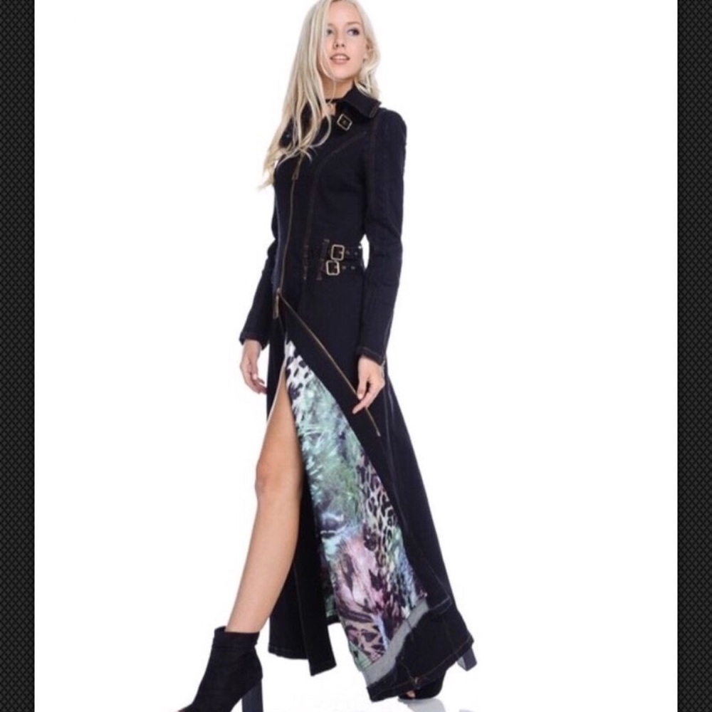 TOV Holy Stretch Denim Maxi Duster Coat NWT