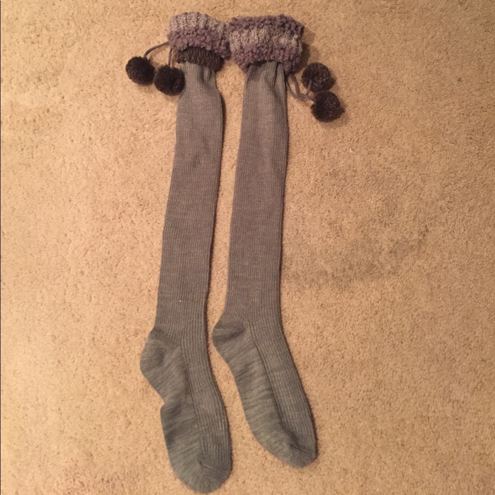 Knee high grey knit socks