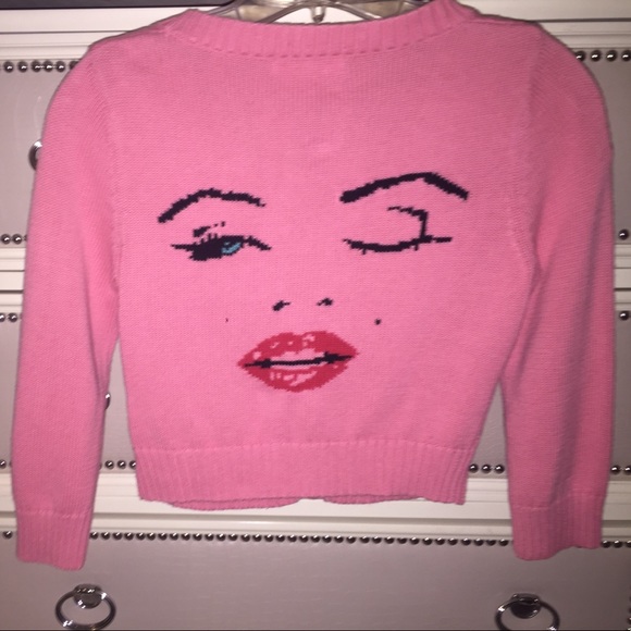 Betsey Johnson Sweaters - Final $!!Betsey Johnson pink Marilyn wink sweater