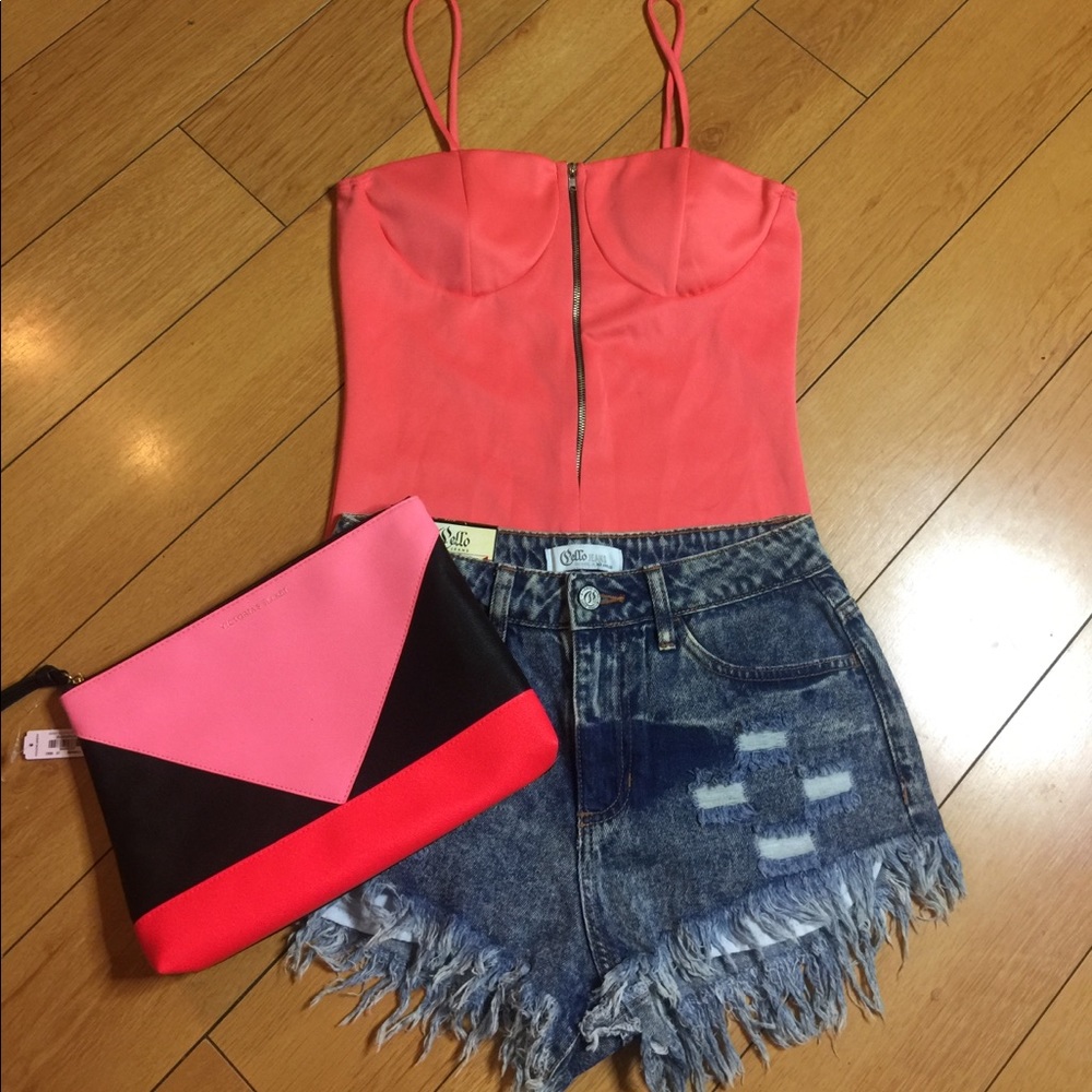 Coral leotard top