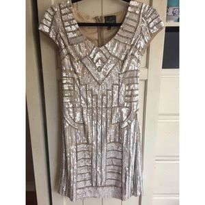 Adrianna Papell Sequin Sheath Dress Champagne