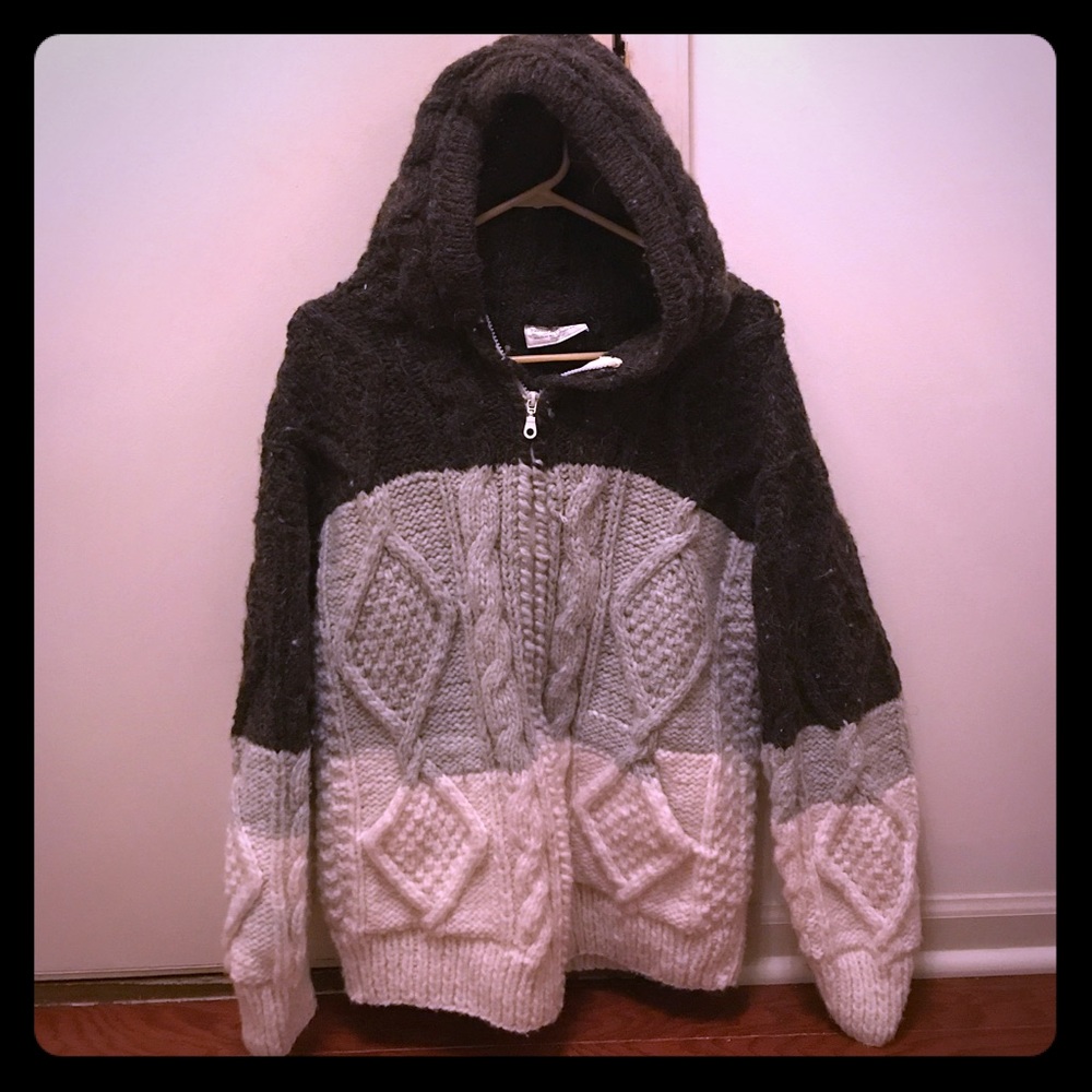 100% Handmade Wool Hooded Sweater, Gorgeous!