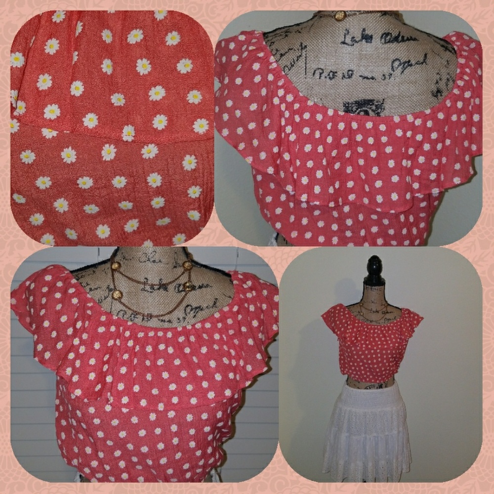 Super Cute Ruffled Crop Top in Coral