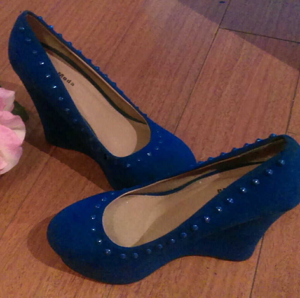 Blue Wedge Heels