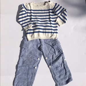 2 pc set GAP chambray boys pants & HM sweater sz 4
