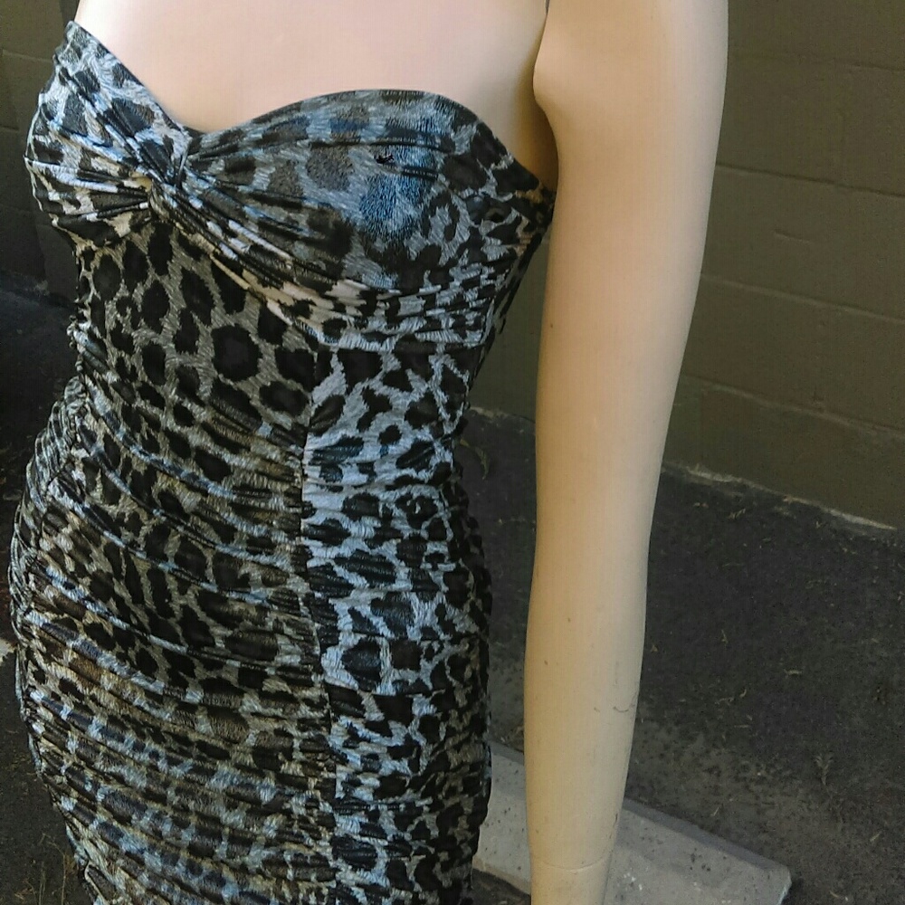 Leopard Print Strapless Dress