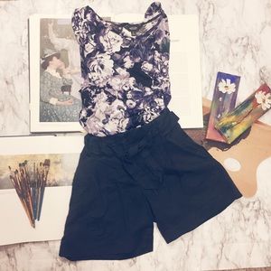 Ann Taylor Loft Belted Dark Navy Shorts