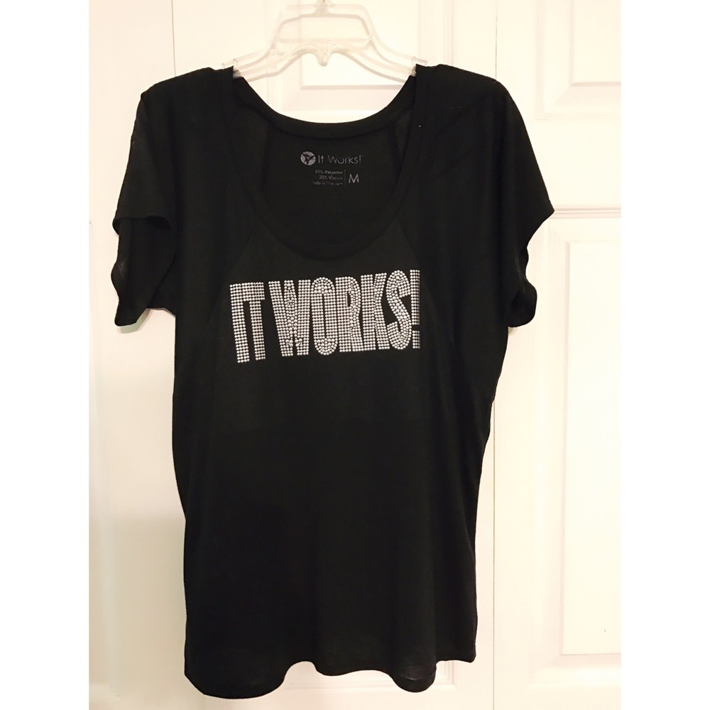 itWorks black rhinestone blouse