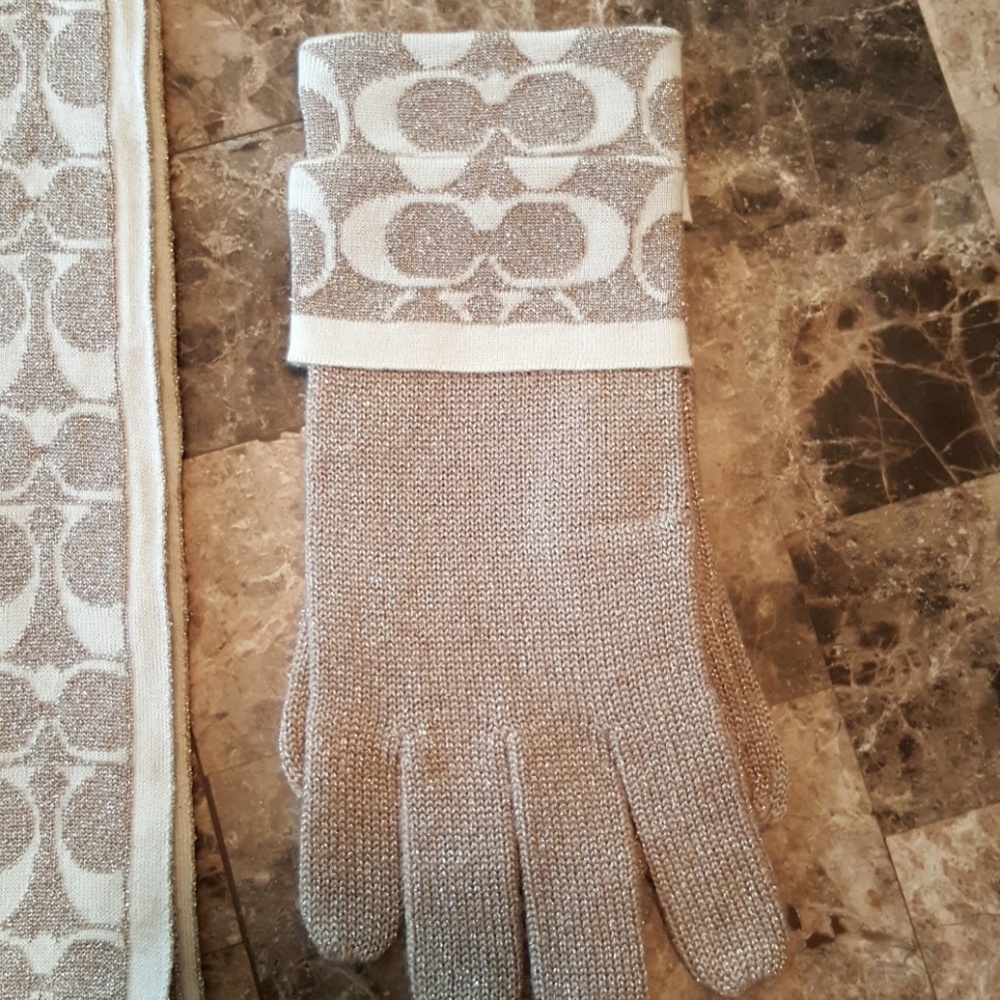 Coach Gloves and Scarf Set
