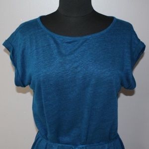 Teal/ dark turquoise linen blend dress- pretty !