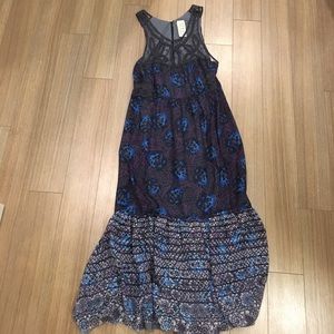 Free people size 6 blue and purple crochet dress