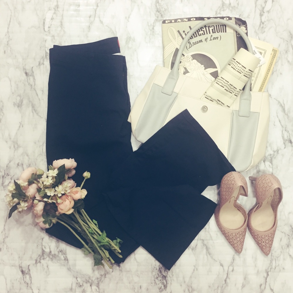 Dickies Navy Juniors Slim Fit Bootcut Leg Pants